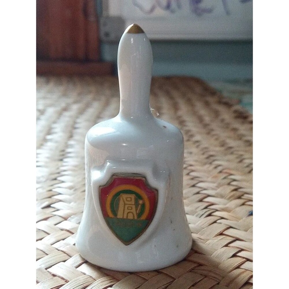Vintage Porcelain bell, Laughlin Nevada emblem, mini collectibles